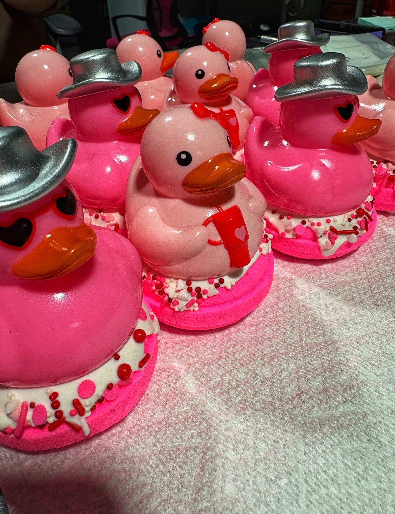 Valentines Rubber Duck Drizzled Donut Bath Bomb