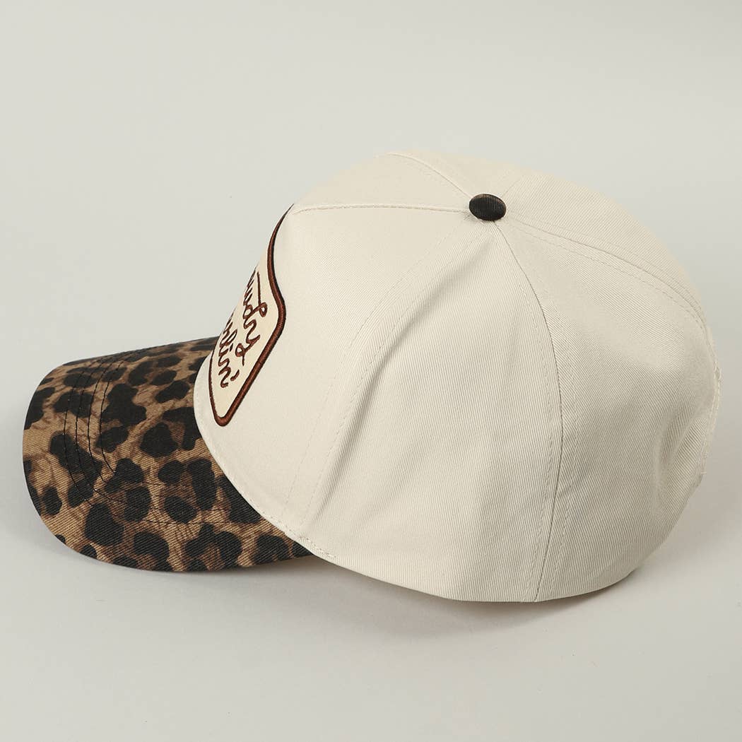 Howdy Darlin' Embroidered Leopard Brim Trucker Hat: BLACK / ONE SIZE