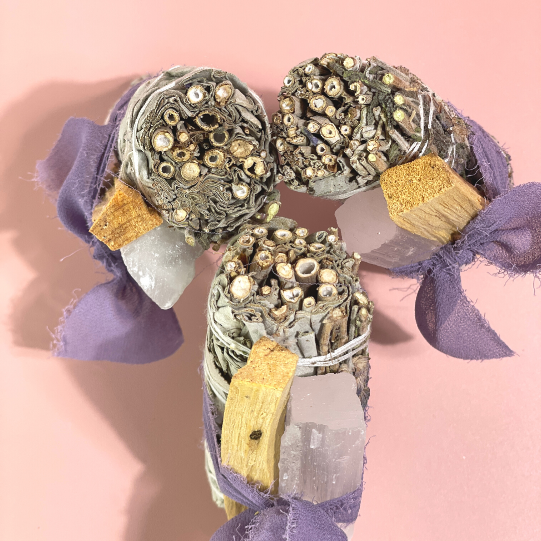 Lavender + White Sage Protection Bundle with Selenite + Palo