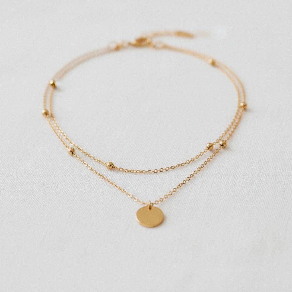 Double Layer Gold Pendant Necklace