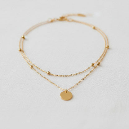 Double Layer Gold Pendant Necklace