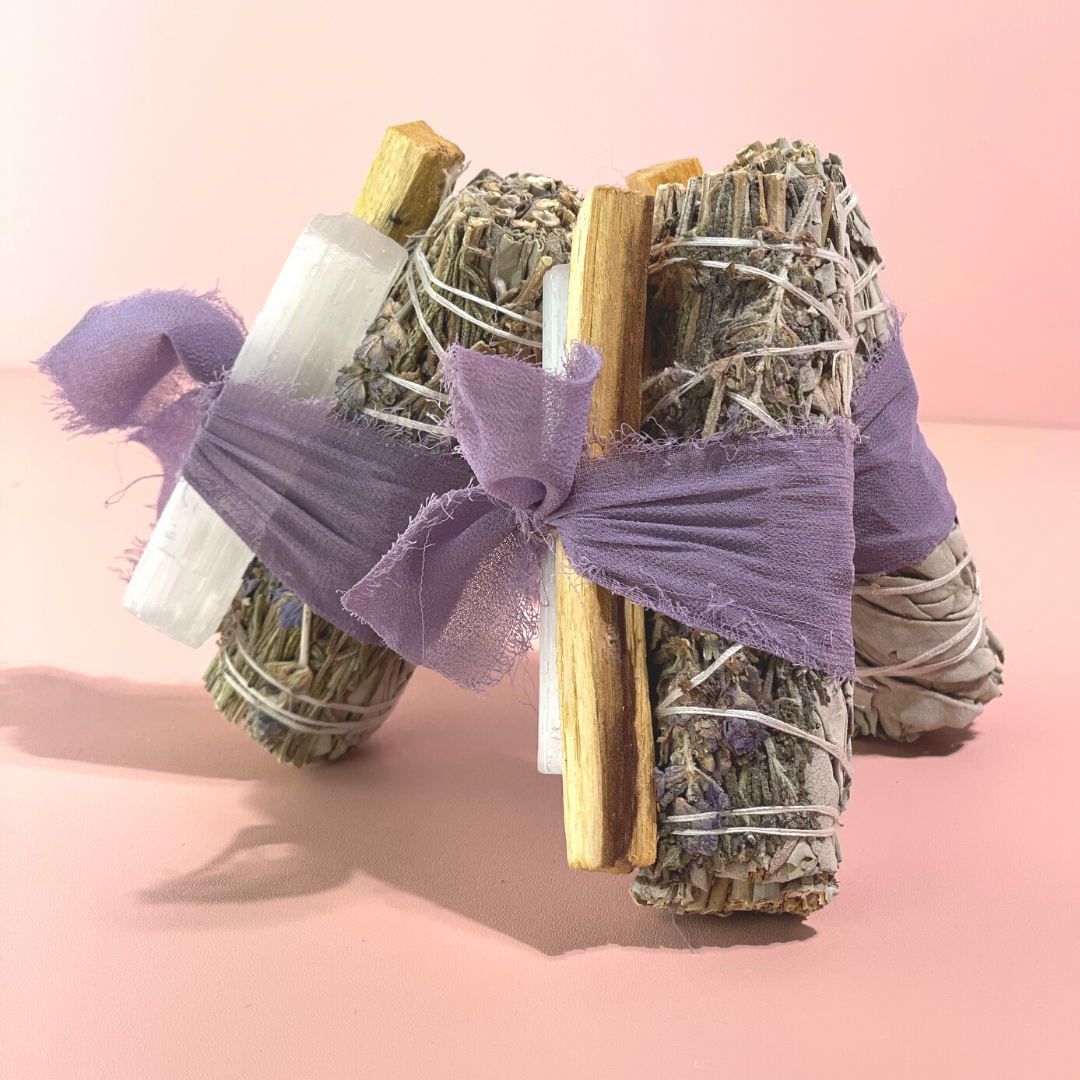 Lavender + White Sage Protection Bundle with Selenite + Palo