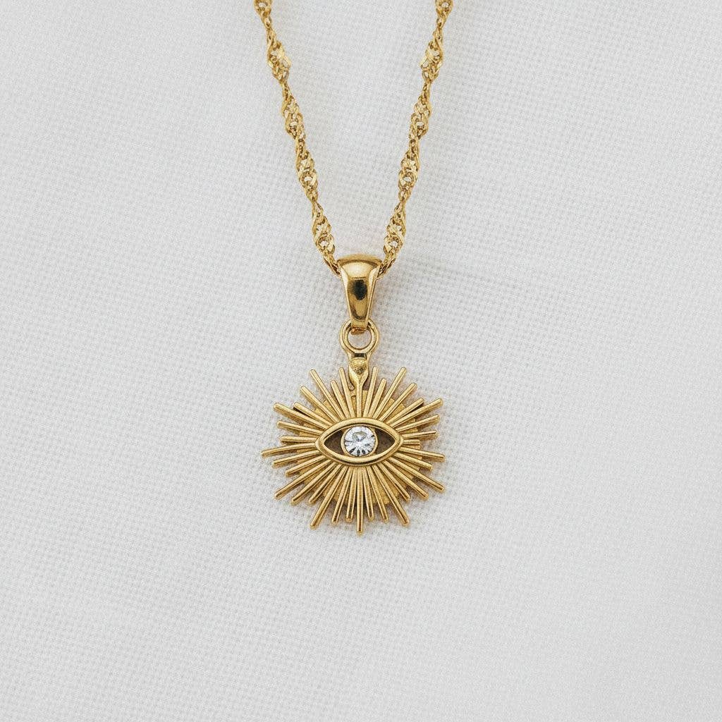 Cubic Zirconia Eye Pendant Necklace