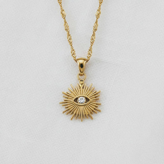 Cubic Zirconia Eye Pendant Necklace