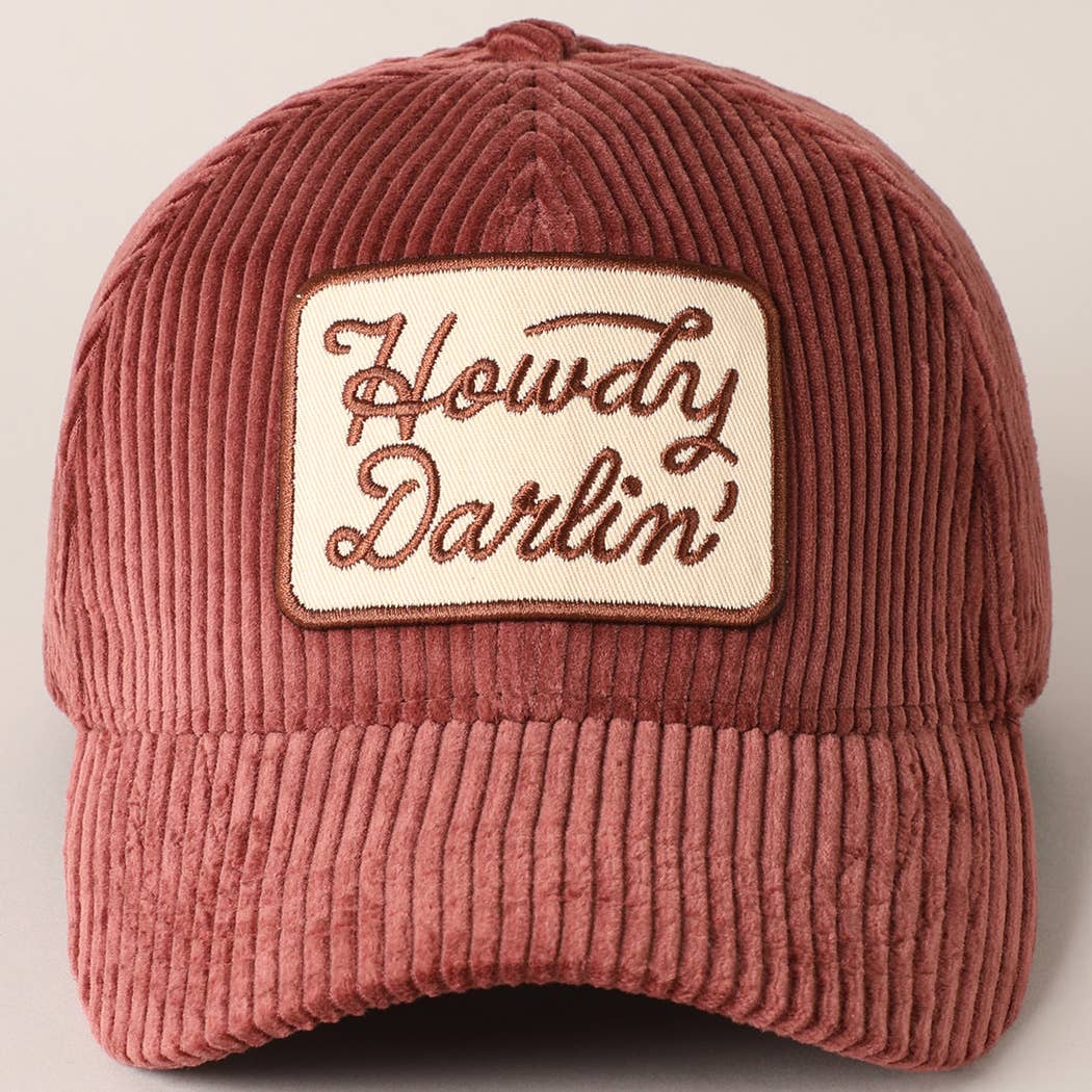 Howdy Darlin' Embroidery Patch Corduroy Cap: OFF WHITE / ONE SIZE
